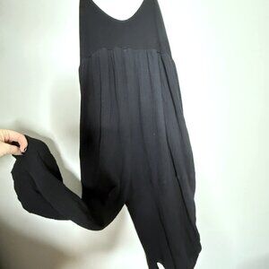 ✨ Cottagecore Clean Girl Vintage Black Flowy Jumpsuit Minimalist Retro Chic W127
